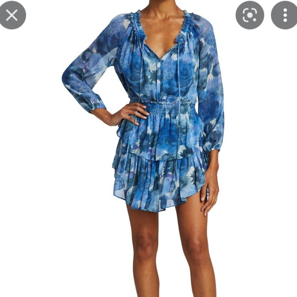 NWT LoveShackFancy Popover Dress in Saphire Berry XS